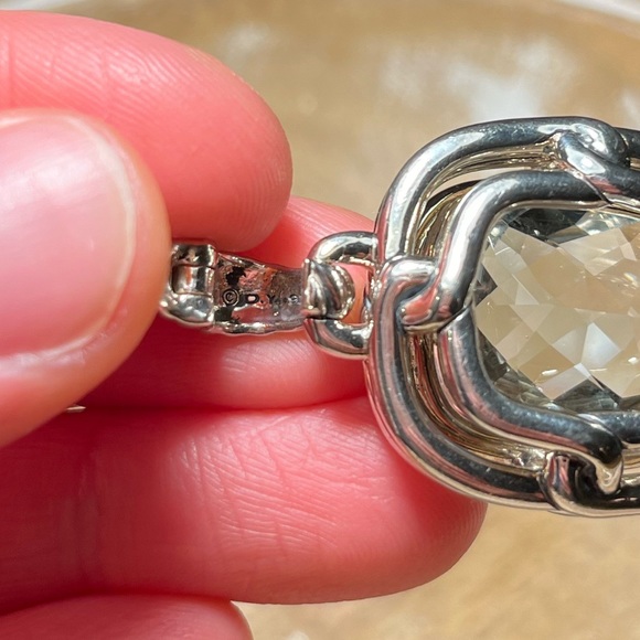 David Yurman Sterling Silver Diamond Prasiolite Labyrinth Enhancer Pendant - Picture 14 of 16